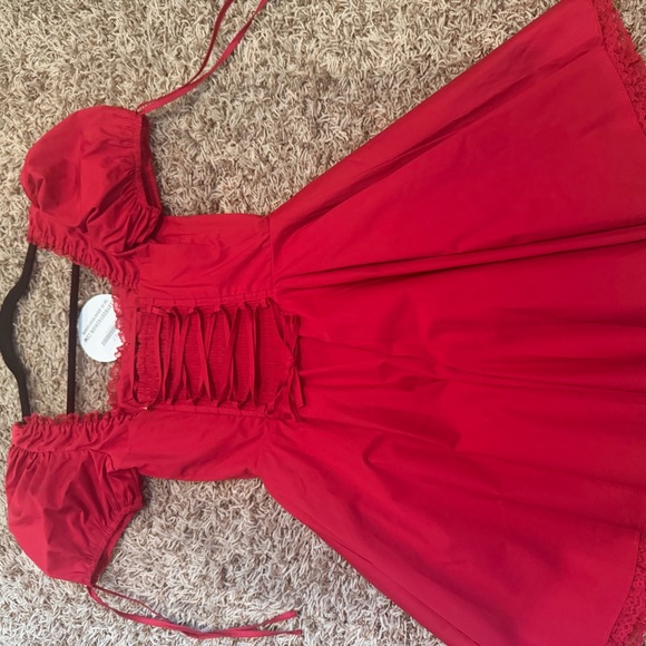 BABYBOO Women's Elegant Red Casual Dress - Picture 2 of 3